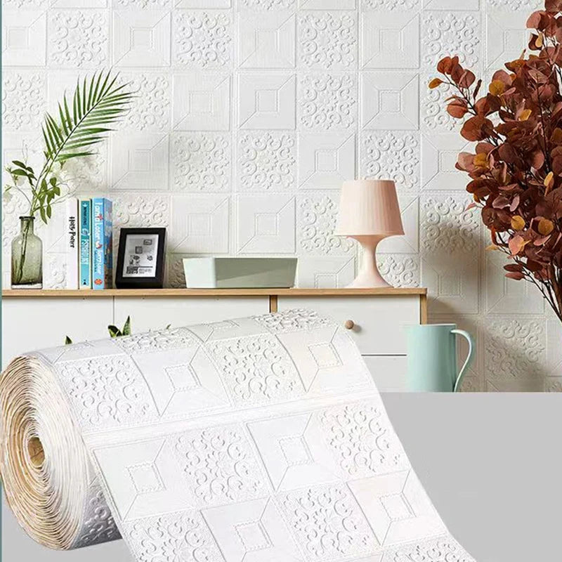 Self-Adhesive Waterproof 3D Wallpaper – 70cm x 100cm Moisture-Proof Brick Pattern for Home Decoration