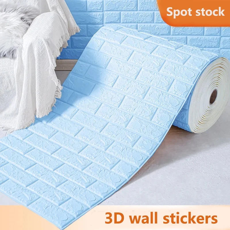 Self-Adhesive Waterproof 3D Wallpaper – 70cm x 100cm Moisture-Proof Brick Pattern for Home Decoration