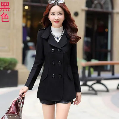 Women’s Woolen Trench Coat | Elegant Double-Breasted Cocoon-Style Long Winter Coat