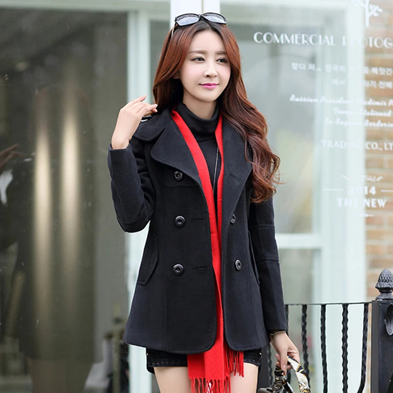 Women’s Woolen Trench Coat | Elegant Double-Breasted Cocoon-Style Long Winter Coat