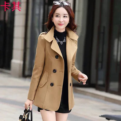 Women’s Woolen Trench Coat | Elegant Double-Breasted Cocoon-Style Long Winter Coat