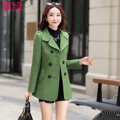 Women’s Woolen Trench Coat | Elegant Double-Breasted Cocoon-Style Long Winter Coat