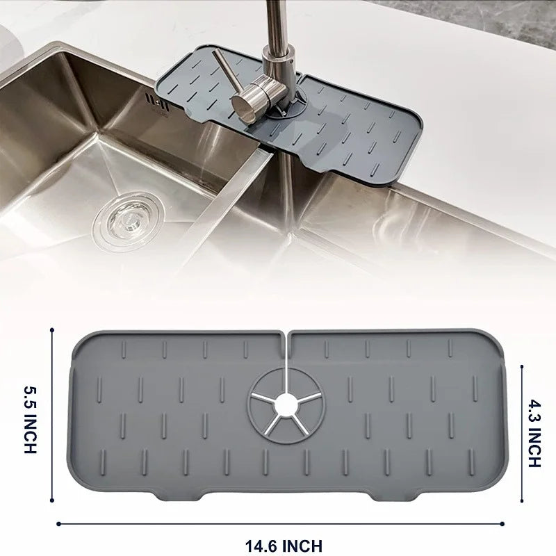 Kitchen & Bathroom Drain Mat – Silicone Sink Splash Guard & Shelf