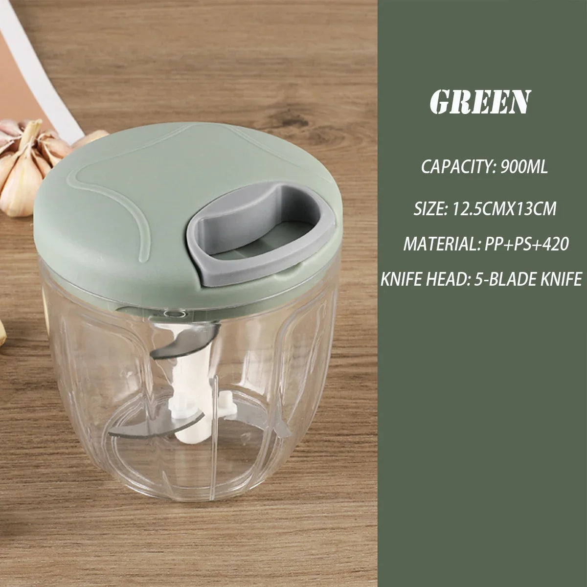 Vegetable Cutter & Garlic Press | 500/900ML Manual Cooking Helper