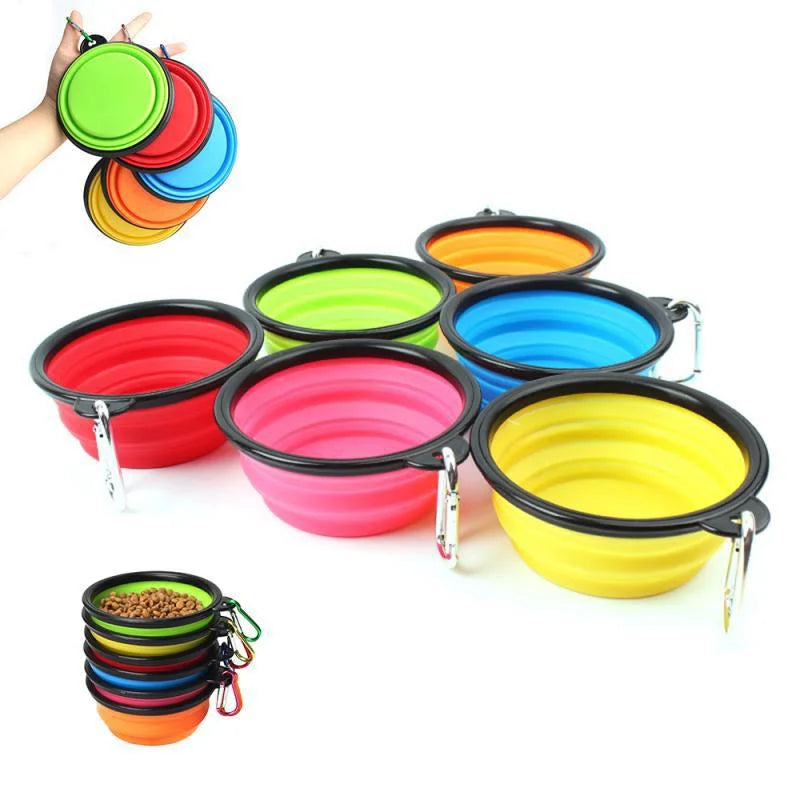 Portable Silicone Dog/Cat Feeder Bowl 2 in 1