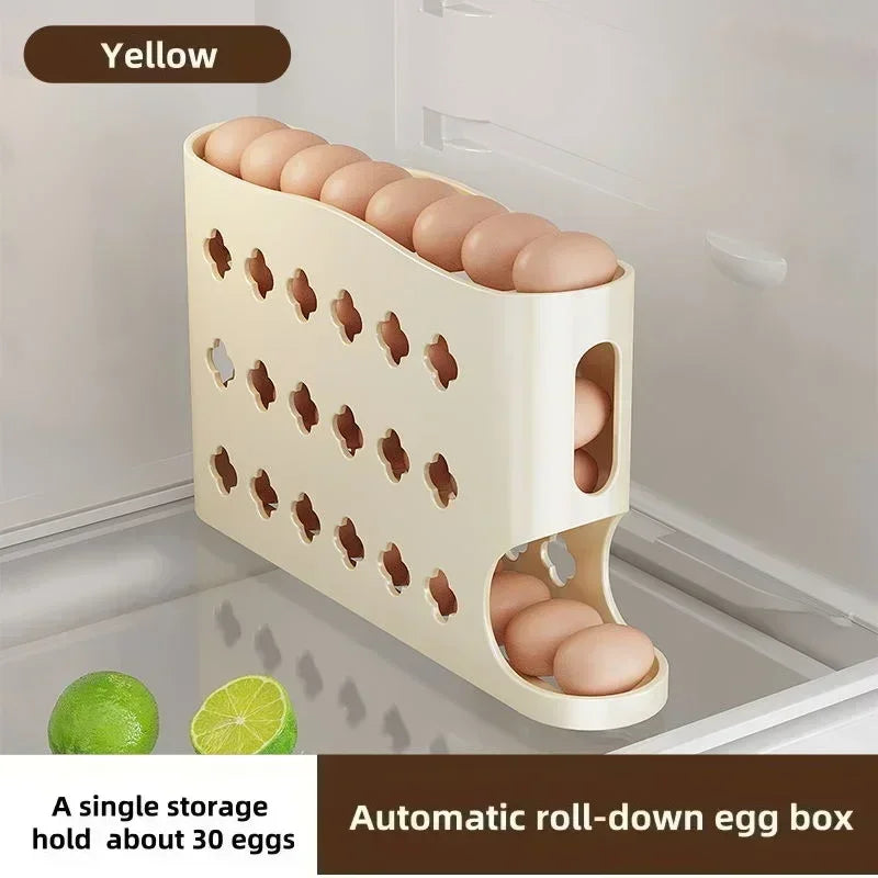 Egg Storage Organizer for Fridge | 4-Tier Auto Rolling Egg Dispenser