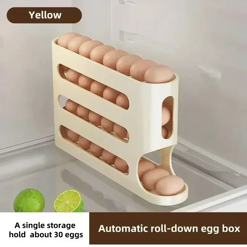 Egg Storage Organizer for Fridge | 4-Tier Auto Rolling Egg Dispenser