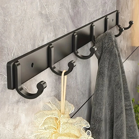 Black Aluminum Wall Mounted Clothes Hook – 3/4/5/6 Hooks for Towels, Jackets & Clothes