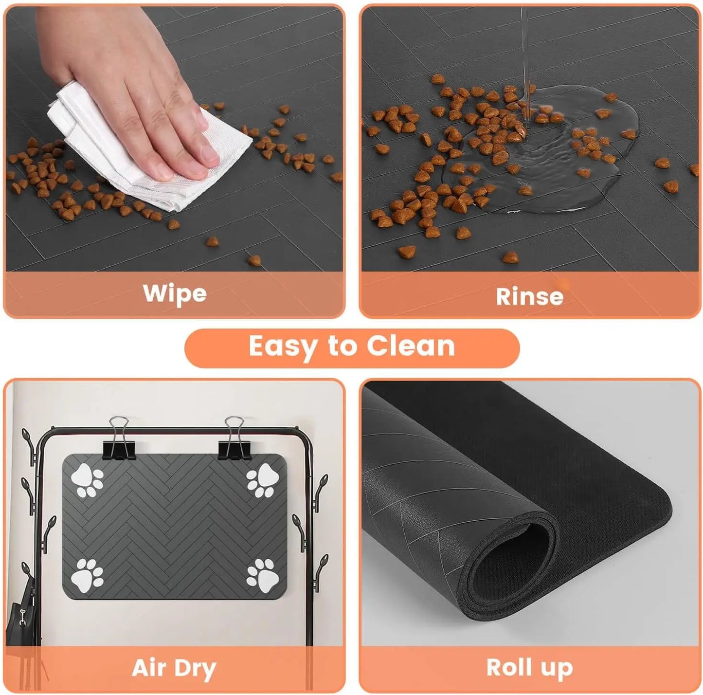 "Pet Feeding Mat - Absorbent Placemat for Dog Food & Water Bowl, Waterproof Rubber Backing, Quick Dry Water Mat for Pets"