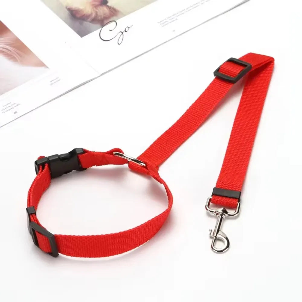 "Two-in-One Pet Car Seat Belt - Adjustable Nylon Lead Leash & Backseat Safety Belt for Dogs - Harness Collar Pet Accessories"