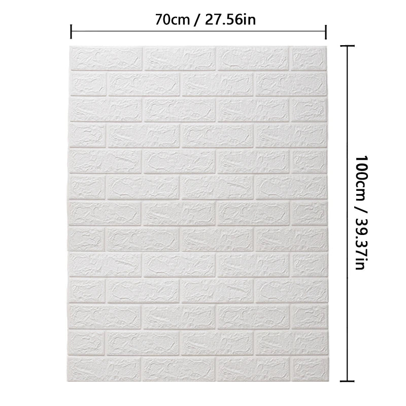 Self-Adhesive Waterproof 3D Wallpaper – 70cm x 100cm Moisture-Proof Brick Pattern for Home Decoration