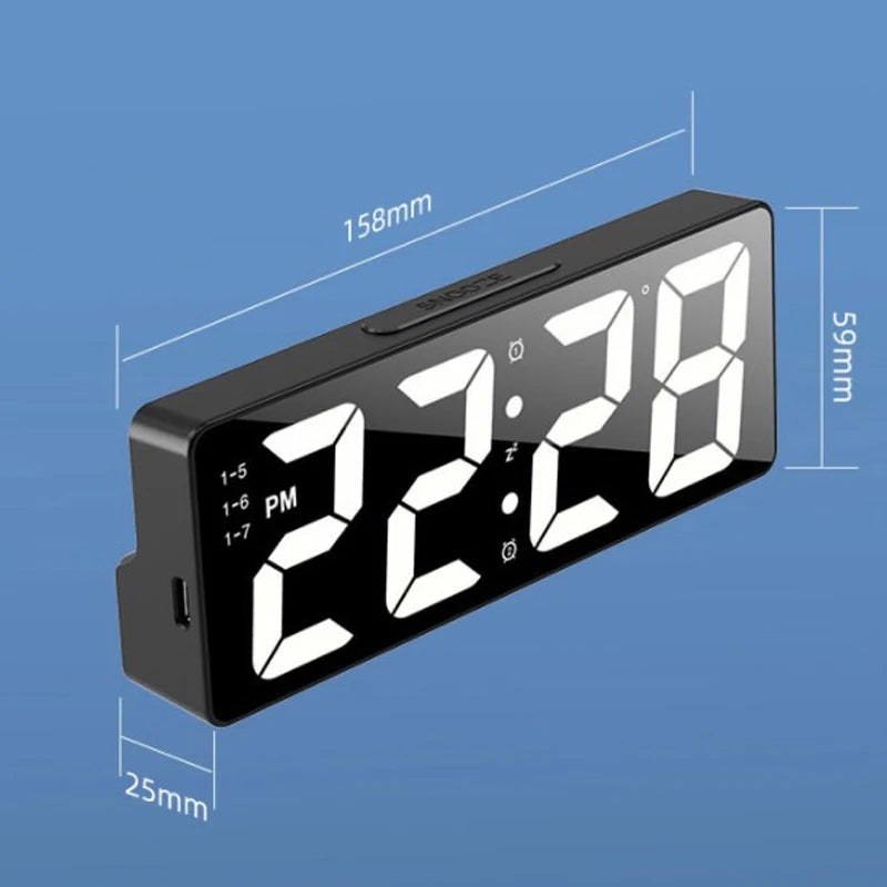 Electronic Desktop Clock with Temperature – 12/24 Hour Display and Adjustable Brightness