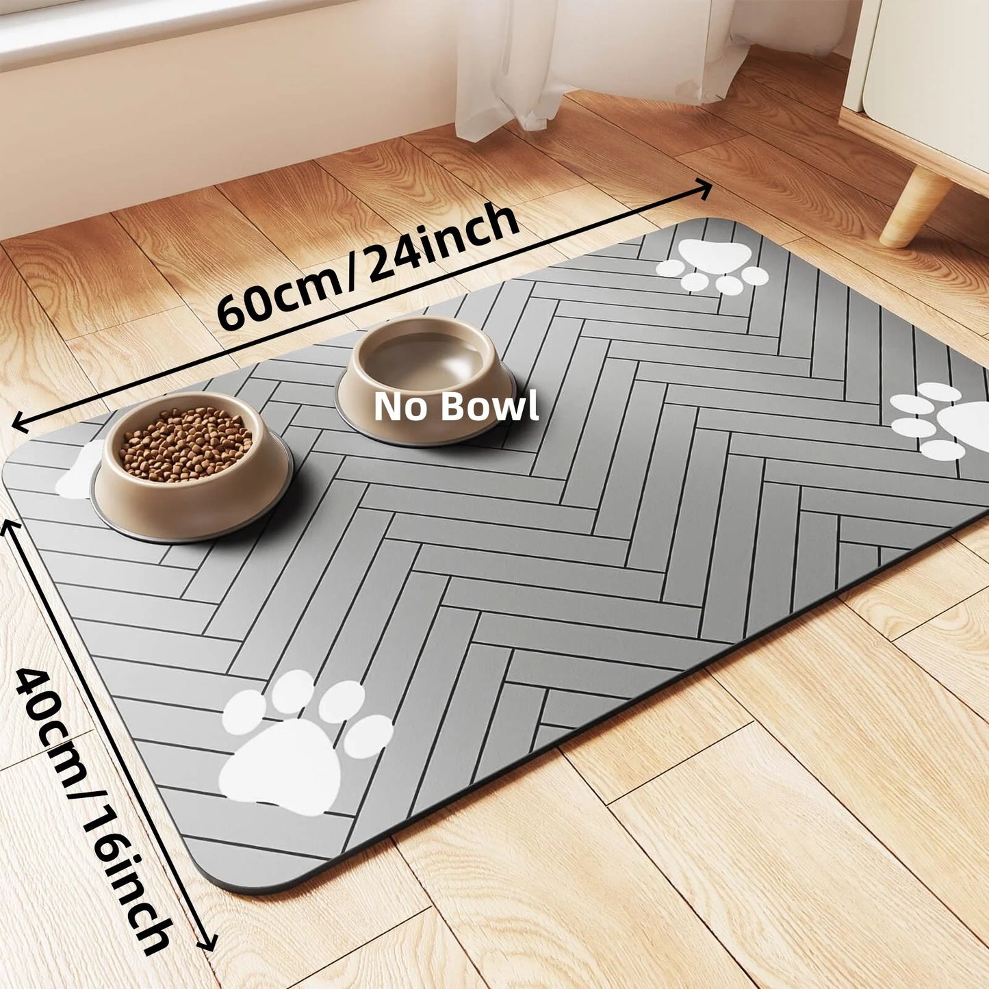 "Pet Feeding Mat - Absorbent Placemat for Dog Food & Water Bowl, Waterproof Rubber Backing, Quick Dry Water Mat for Pets"