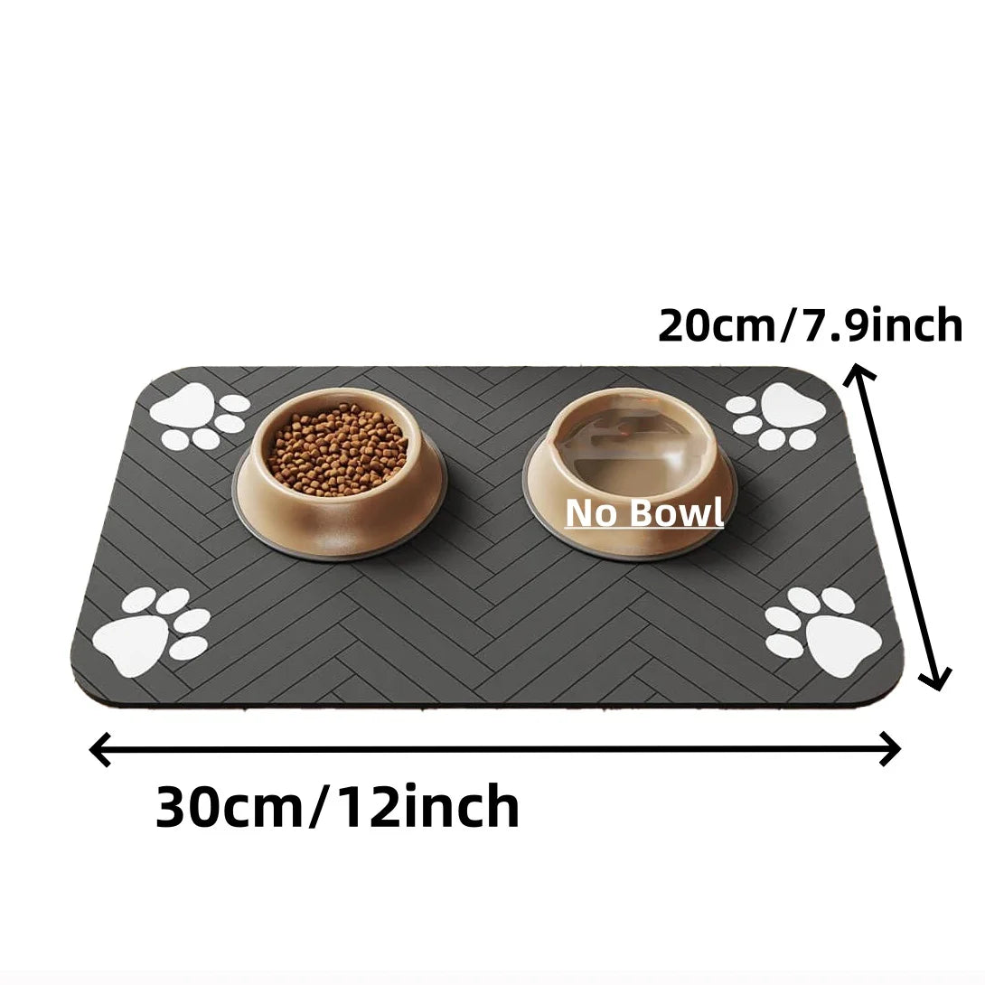 "Pet Feeding Mat - Absorbent Placemat for Dog Food & Water Bowl, Waterproof Rubber Backing, Quick Dry Water Mat for Pets"