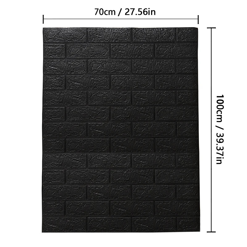 Self-Adhesive Waterproof 3D Wallpaper – 70cm x 100cm Moisture-Proof Brick Pattern for Home Decoration