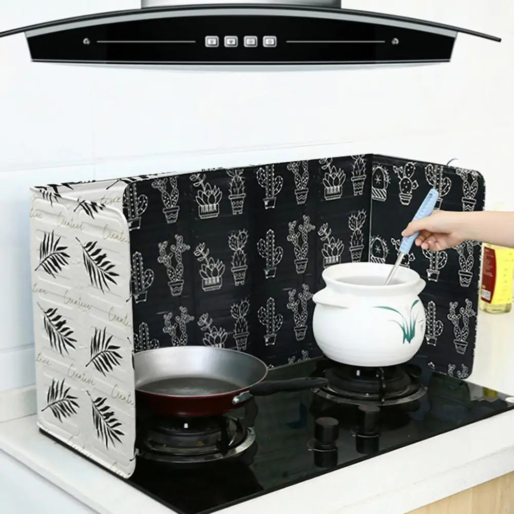 Heat Resistant Cooking Shield – Foldable Aluminum Foil Oil Proof Baffle for Stoves