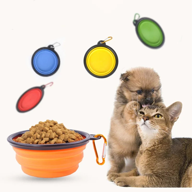 Portable Silicone Dog/Cat Feeder Bowl 2 in 1