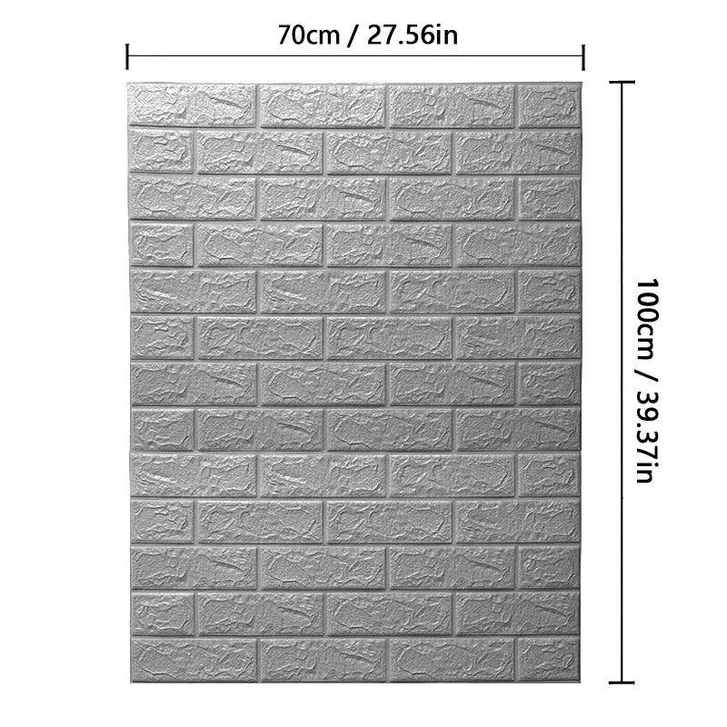 Self-Adhesive Waterproof 3D Wallpaper – 70cm x 100cm Moisture-Proof Brick Pattern for Home Decoration