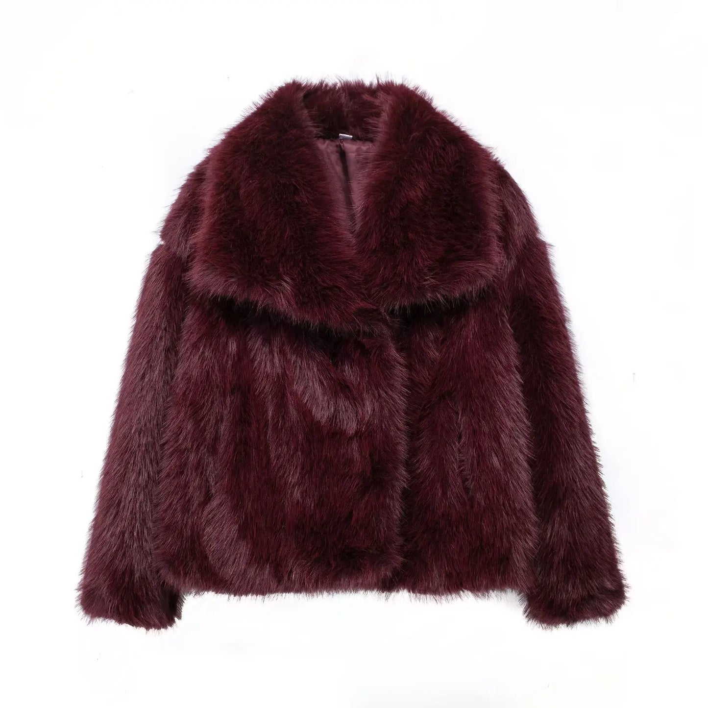 Stylish Cropped Faux Fur Jacket for Women | Cozy Long Sleeve Design with Lapel Collar