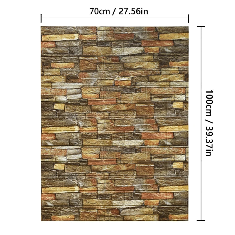 Self-Adhesive Waterproof 3D Wallpaper – 70cm x 100cm Moisture-Proof Brick Pattern for Home Decoration