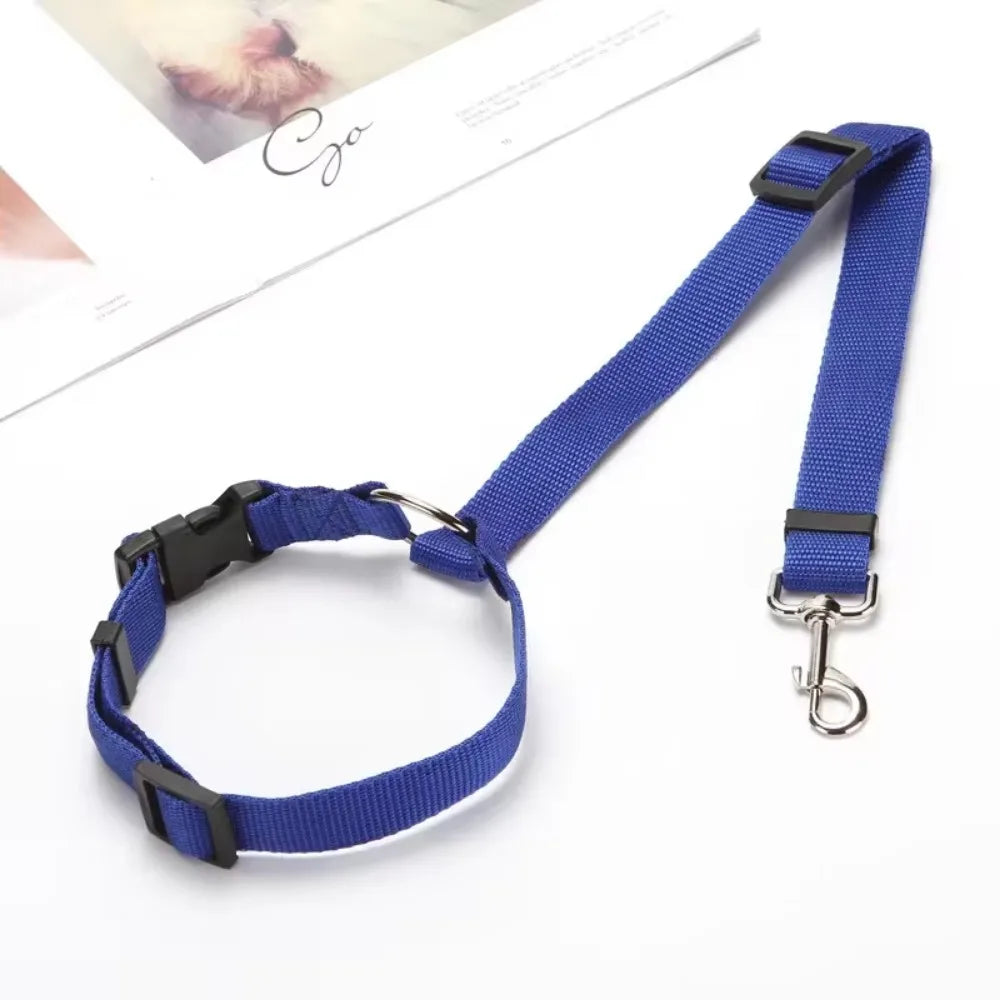 "Two-in-One Pet Car Seat Belt - Adjustable Nylon Lead Leash & Backseat Safety Belt for Dogs - Harness Collar Pet Accessories"