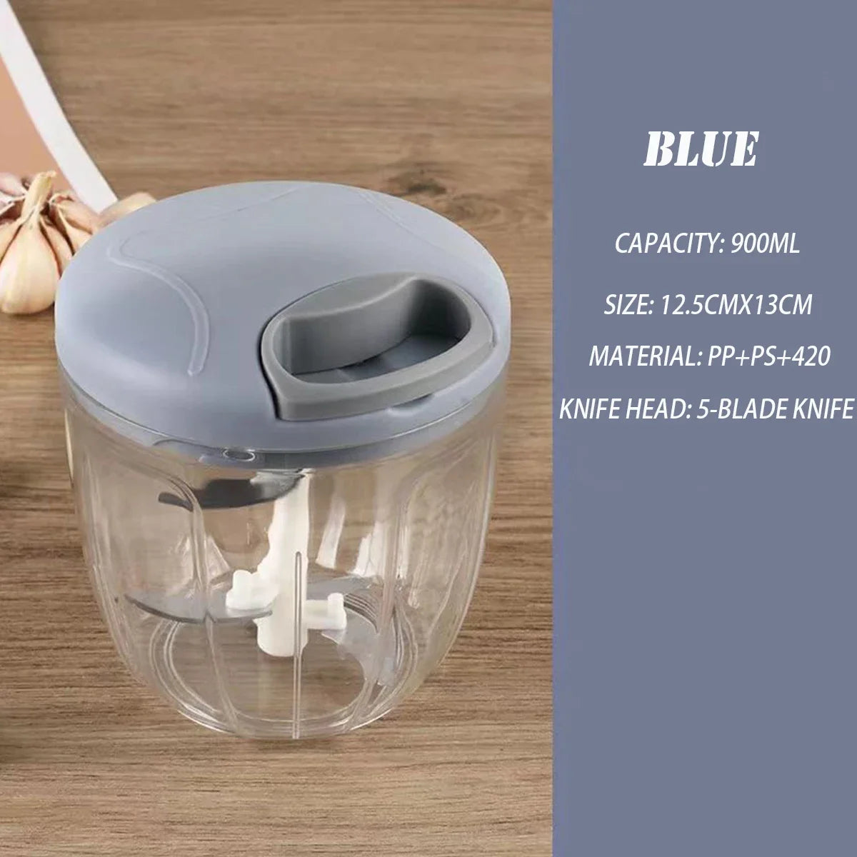 Vegetable Cutter & Garlic Press | 500/900ML Manual Cooking Helper