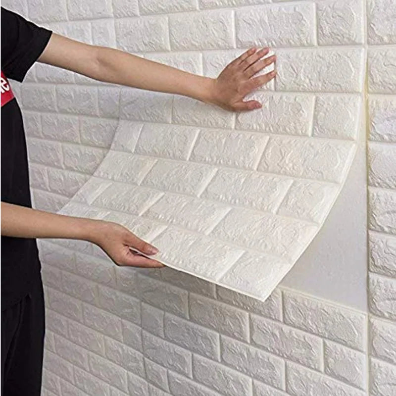 Self-Adhesive Waterproof 3D Wallpaper – 70cm x 100cm Moisture-Proof Brick Pattern for Home Decoration