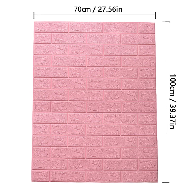 Self-Adhesive Waterproof 3D Wallpaper – 70cm x 100cm Moisture-Proof Brick Pattern for Home Decoration