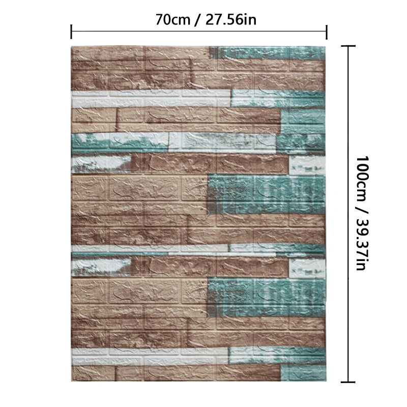 Self-Adhesive Waterproof 3D Wallpaper – 70cm x 100cm Moisture-Proof Brick Pattern for Home Decoration