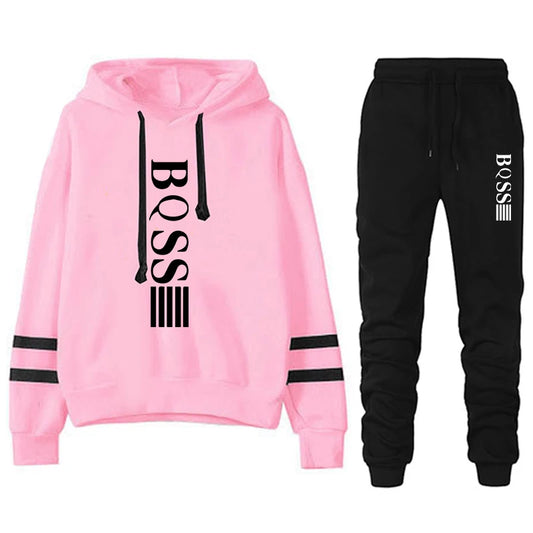 Boss Comfort Meets Style: Premium Jogging Tracksuit with Striped Sweatshirt for Winter