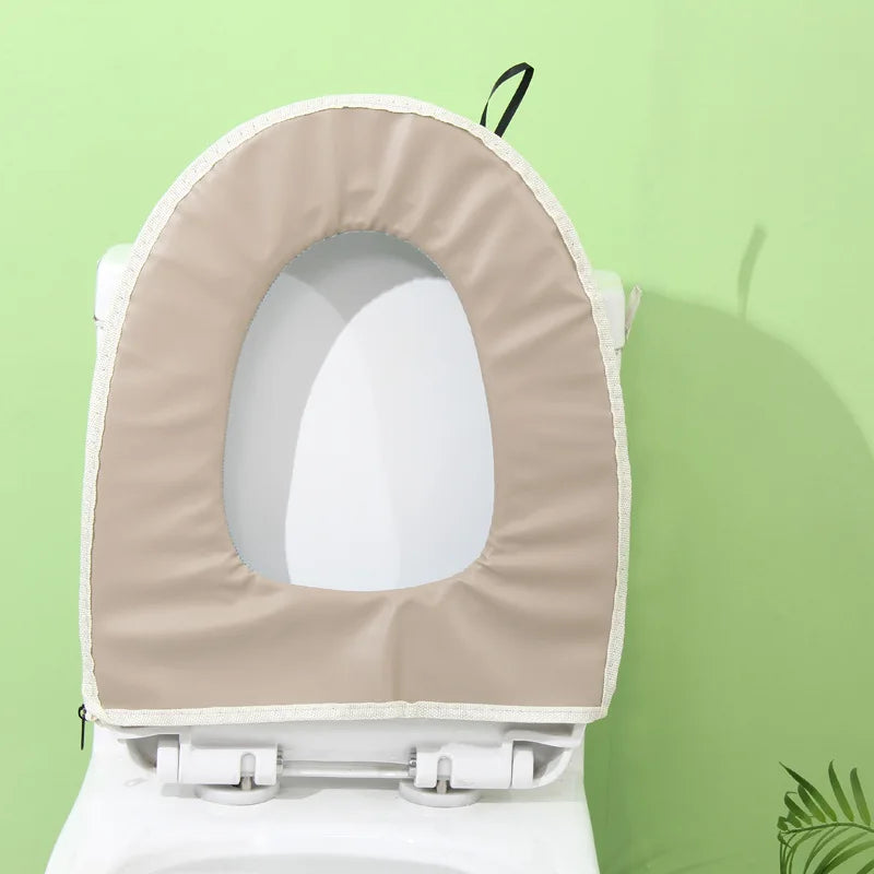 Washable Toilet Seat Cover with Zipper – Plush Waterproof Universal Model for Bathroom 37x44cm