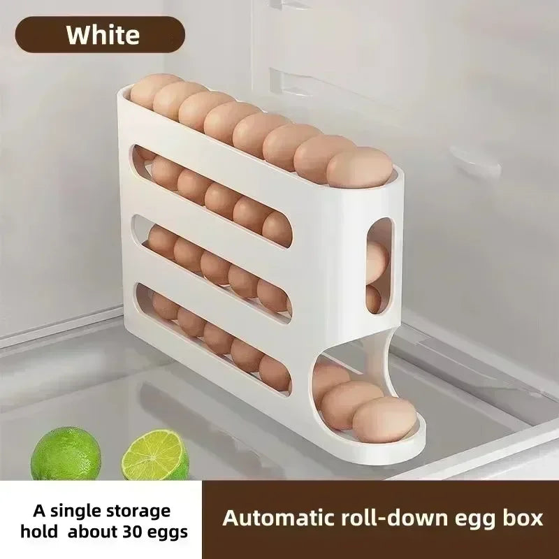 Egg Storage Organizer for Fridge | 4-Tier Auto Rolling Egg Dispenser