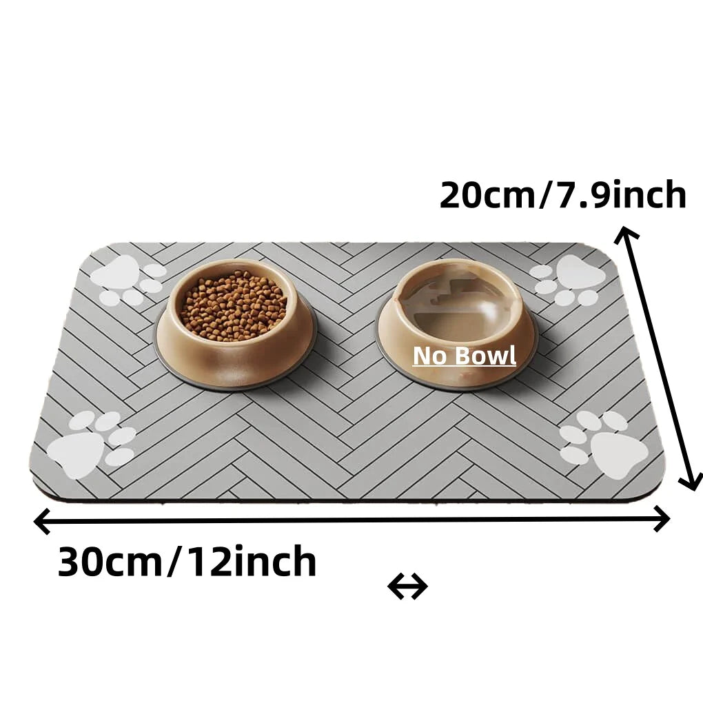 "Pet Feeding Mat - Absorbent Placemat for Dog Food & Water Bowl, Waterproof Rubber Backing, Quick Dry Water Mat for Pets"