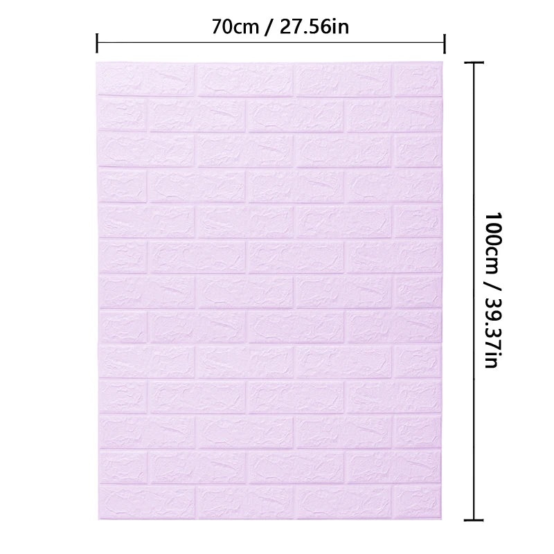 Self-Adhesive Waterproof 3D Wallpaper – 70cm x 100cm Moisture-Proof Brick Pattern for Home Decoration