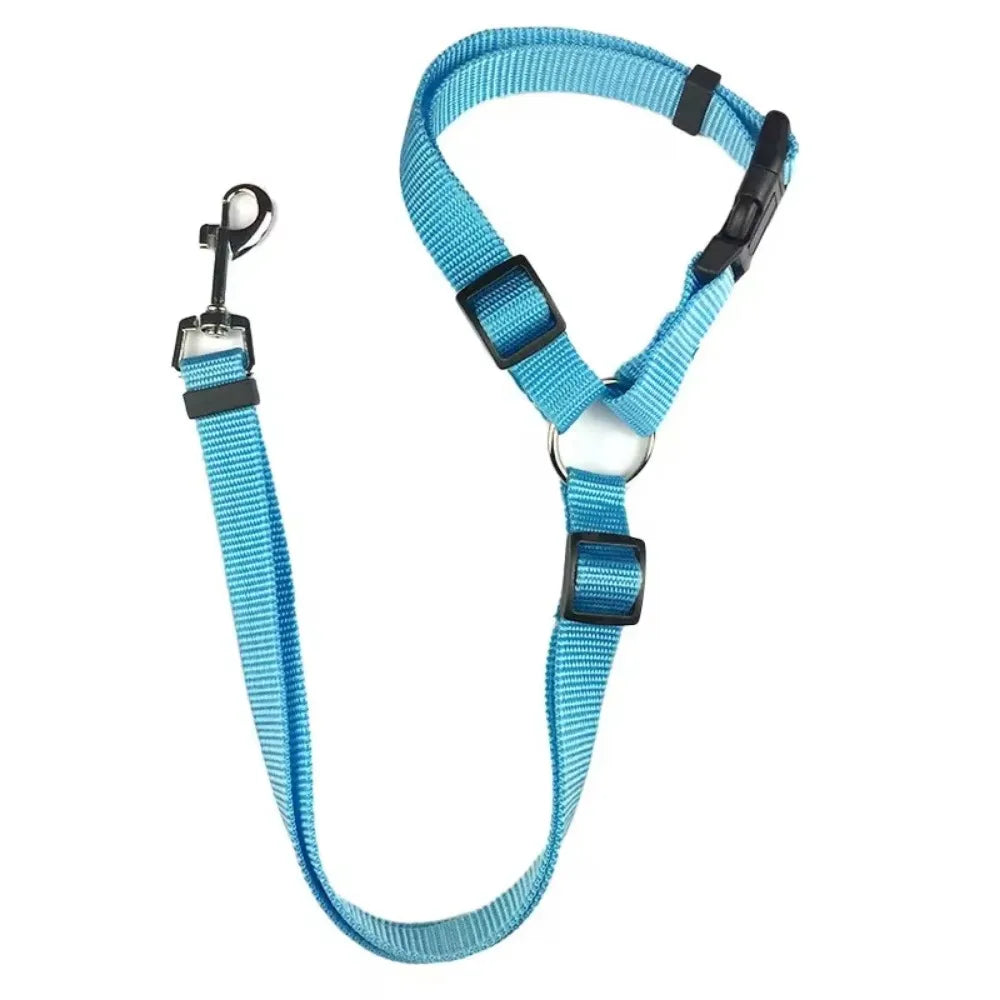 "Two-in-One Pet Car Seat Belt - Adjustable Nylon Lead Leash & Backseat Safety Belt for Dogs - Harness Collar Pet Accessories"